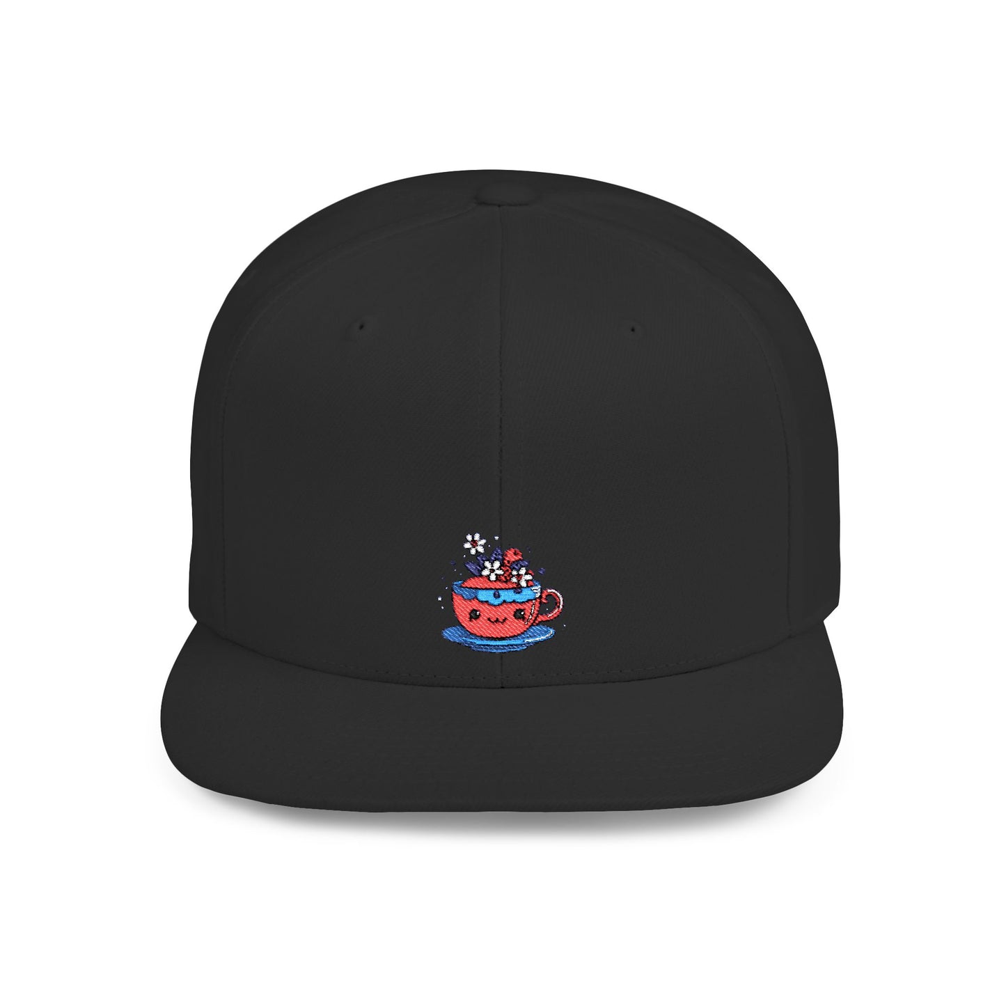 Icons Embroidered Cute Cup Flat Bill Snapback – Lightweight, Custom Fit, Premium Quality