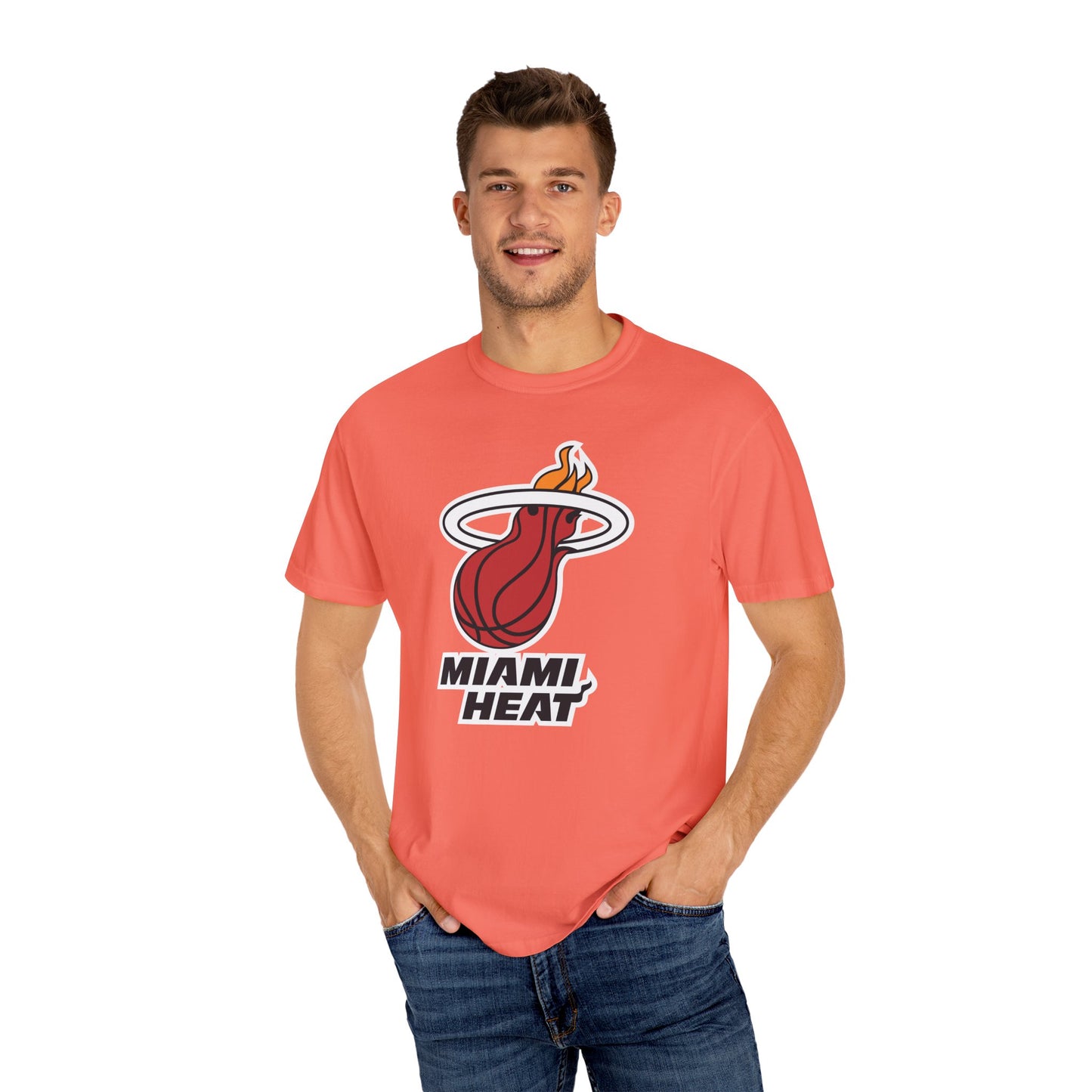 Miami Heat Street Ball Style Garment-Dyed T-Shirt – Premium Cotton Tee for Customization