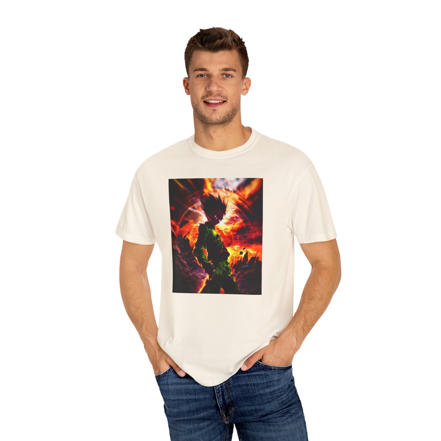 Hunter x Hunter AMOLED Gon Freecss Garment-Dyed T-Shirt – Premium Cotton Tee for Customization