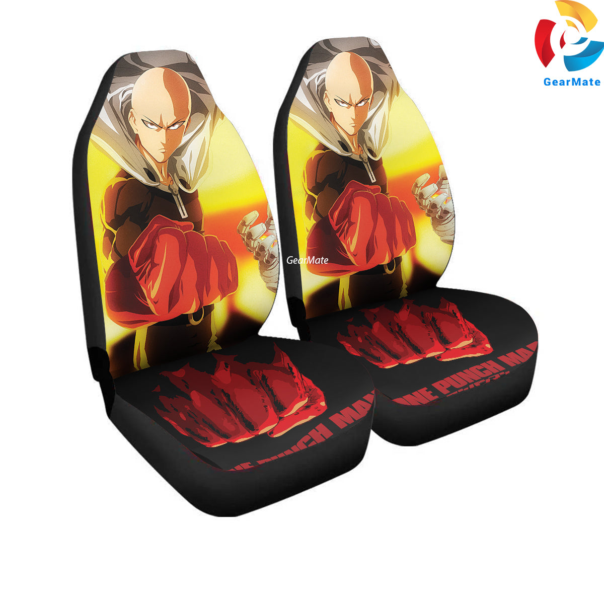 Saitama One Punch Man Sonic Car Seat Covers – High Quality Graphic and Polar Fleece Protector Set