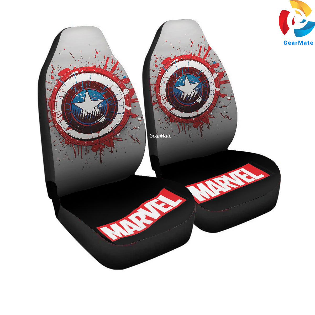 Marvel Captain America Shield Car Seat Covers – High Quality Graphic and Polar Fleece Protector Set