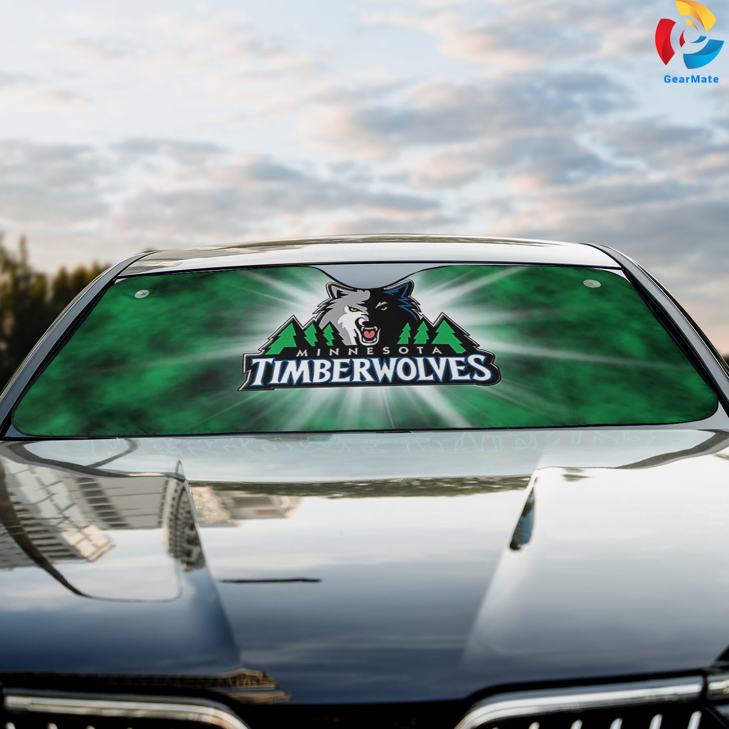 Minnesota Timberwolves NBA Green Reflective Car Sunshade – Premium Heat & UV Protection, Universal Fit