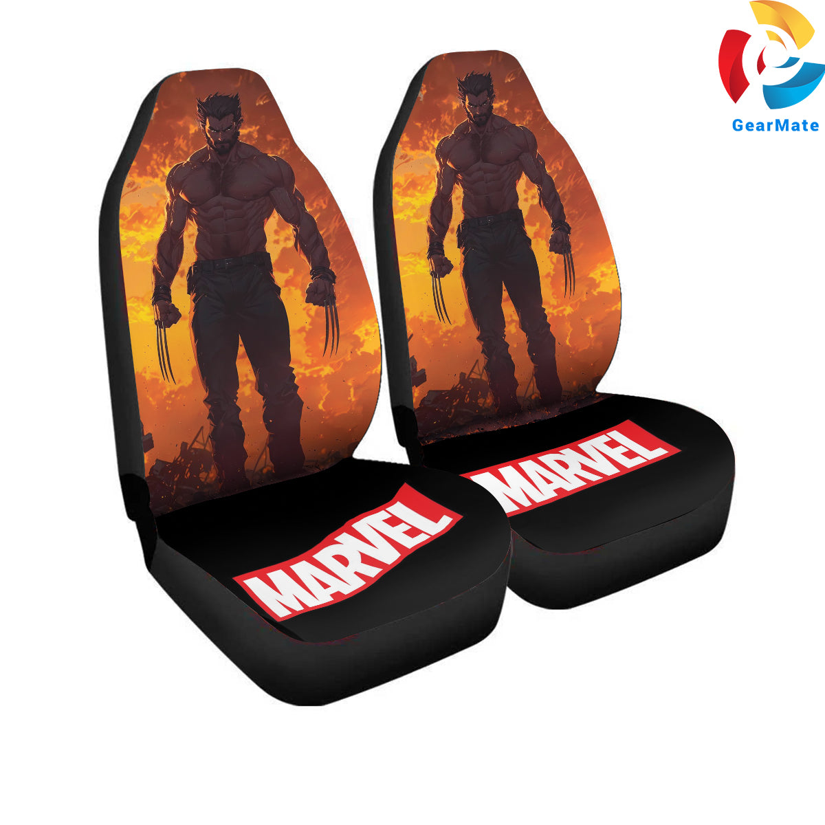 Marvel Wolverine Heroes Car Seat Covers – High Quality Graphic and Polar Fleece Protector Set