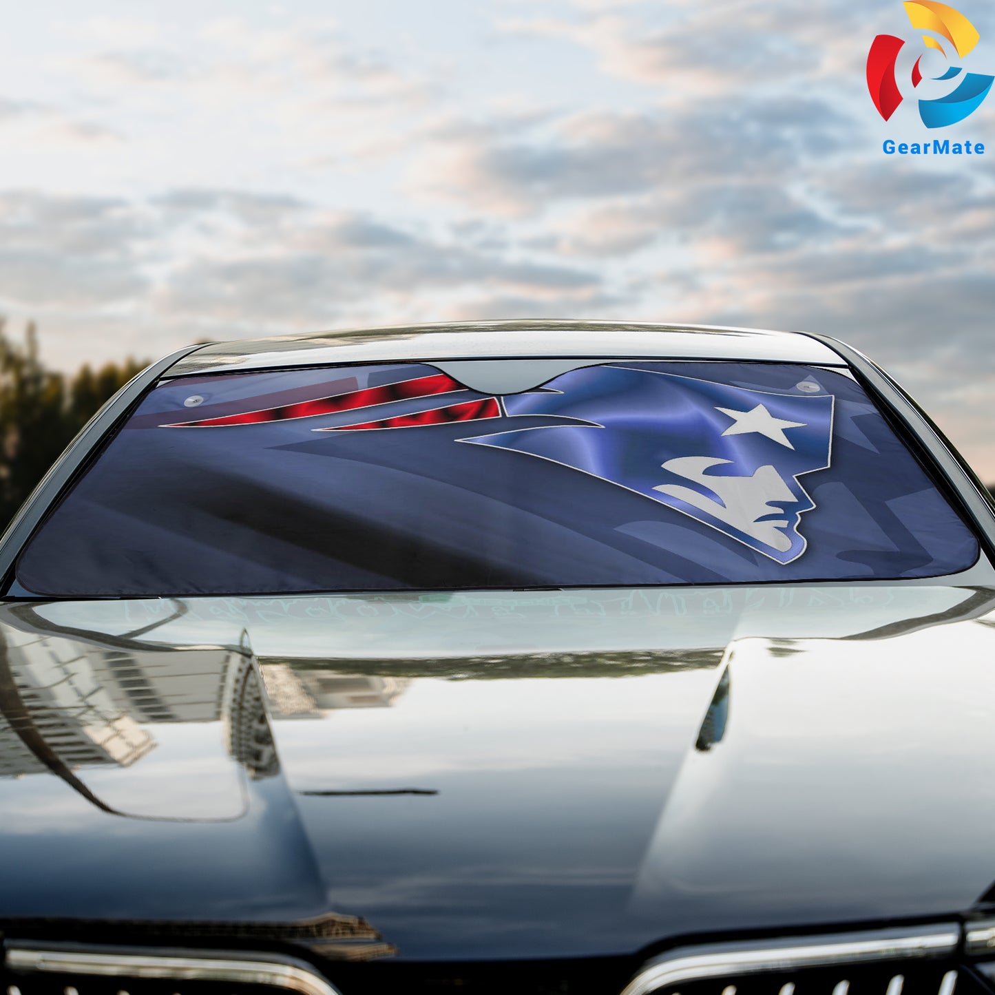 New England Patriots NFL Football Purple Car Cover Reflective Car Sunshade – Premium Heat & UV Protection, Universal Fit