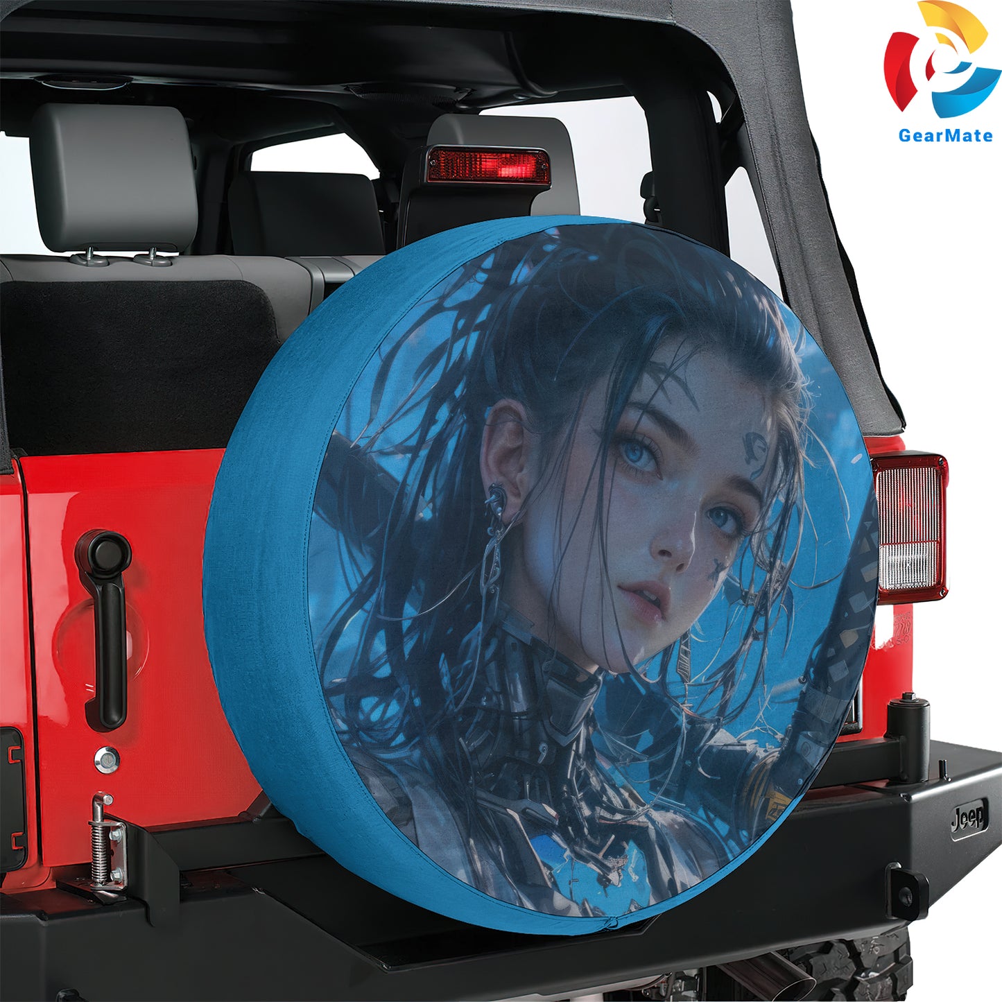 Cyberpunk Anime Girl Sci-fi Spare Tire Cover – Premium Waterproof UV Resistant Protector