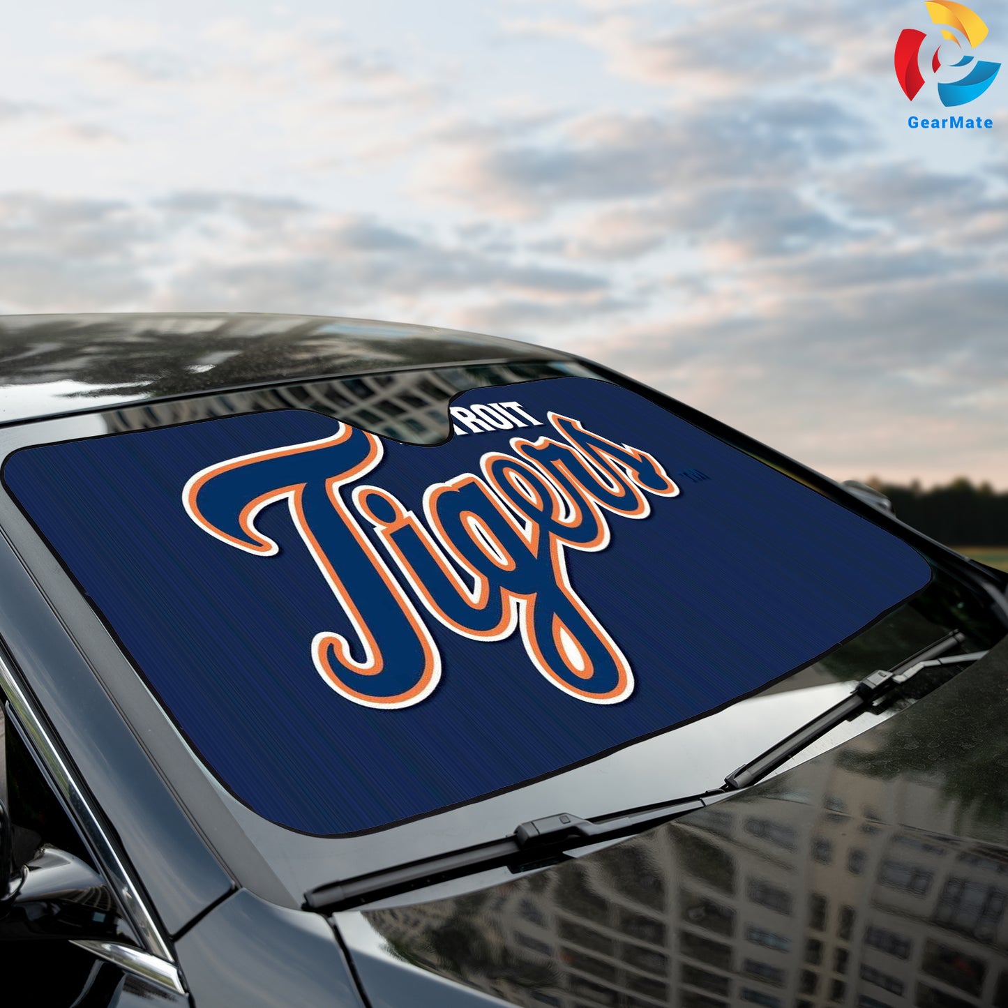 Detroit Tigers MLB Baseball Team Letters Background Reflective Car Sunshade – Premium Heat & UV Protection, Universal Fit