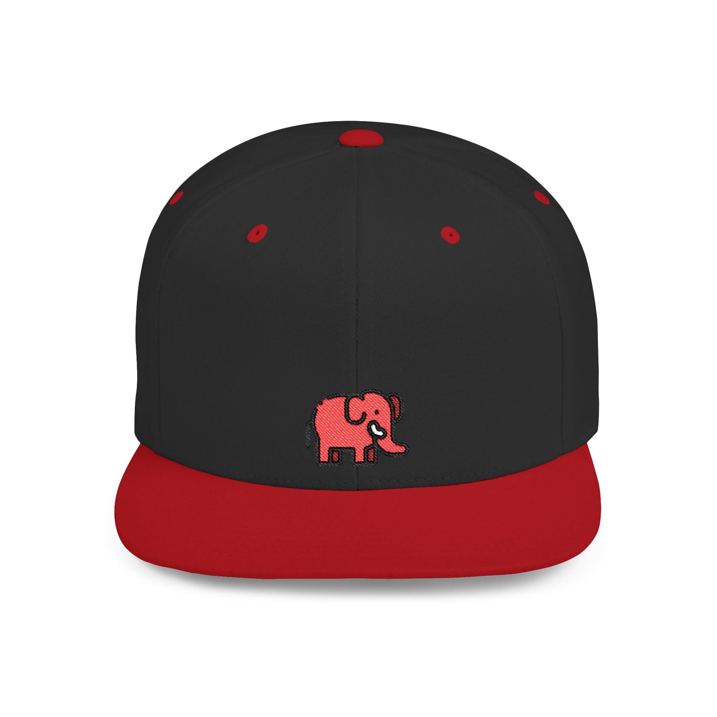 Icons Embroidered Red Elephant Flat Bill Snapback – Lightweight, Custom Fit, Premium Quality