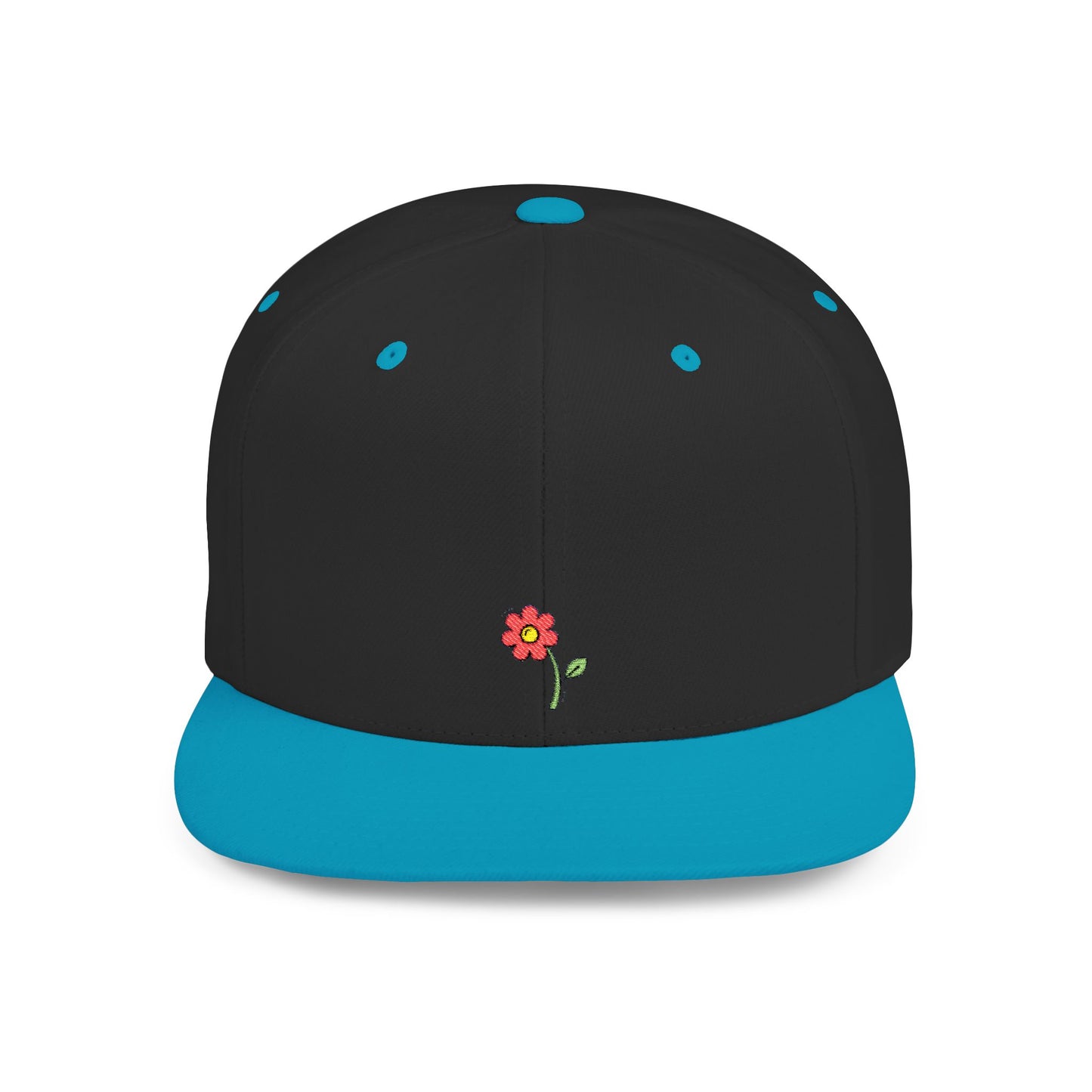 Icons Embroidered Flower Flat Bill Snapback – Lightweight, Custom Fit, Premium Quality