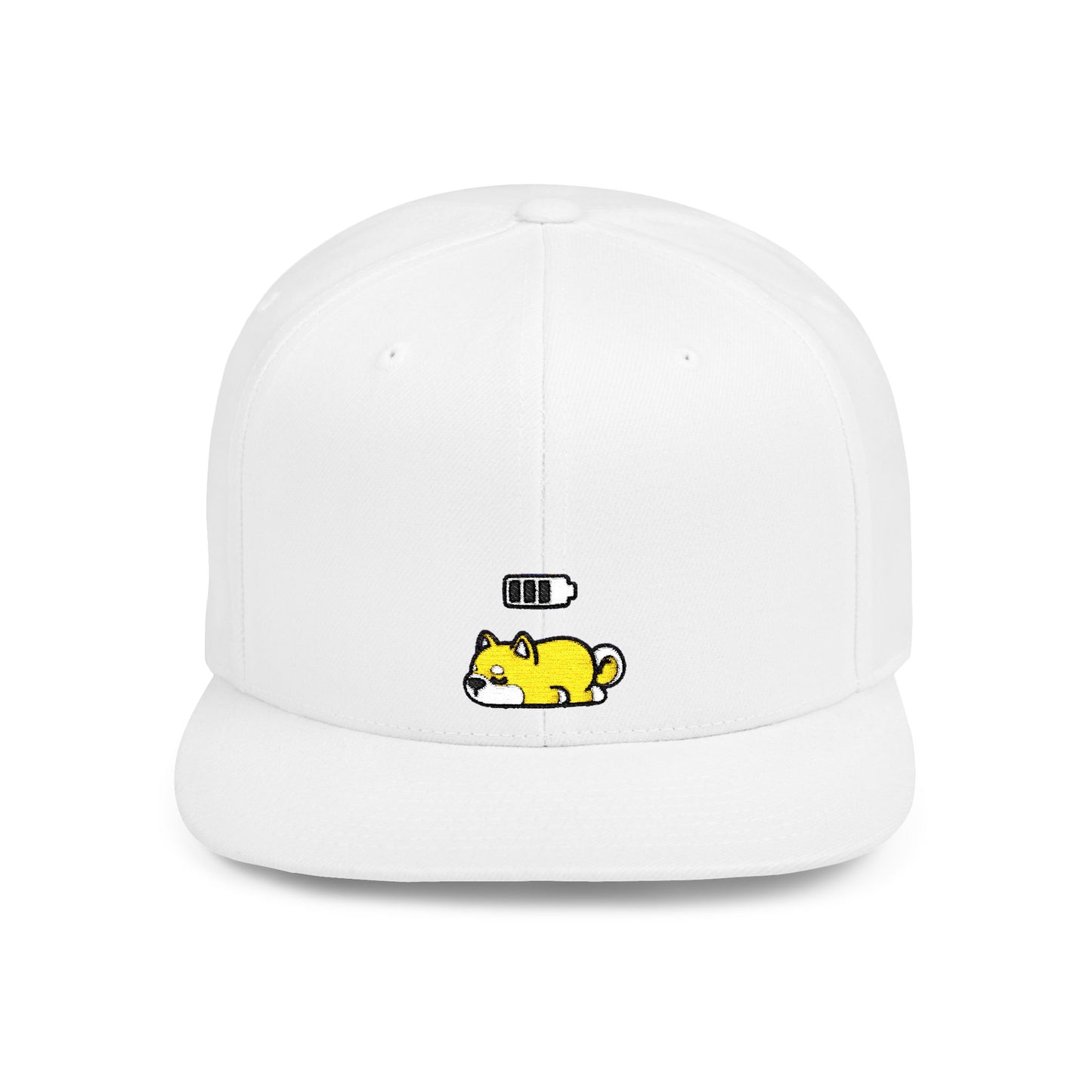 Icons Embroidered Shiba Inu Battery Flat Bill Snapback – Lightweight, Custom Fit, Premium Quality