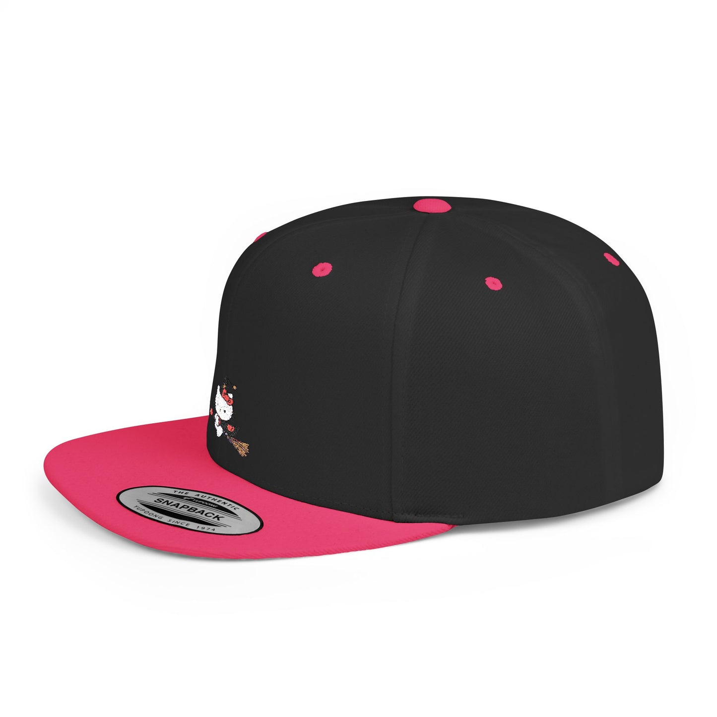 Icons Embroidered Kitty Flat Bill Snapback – Lightweight, Custom Fit, Premium Quality