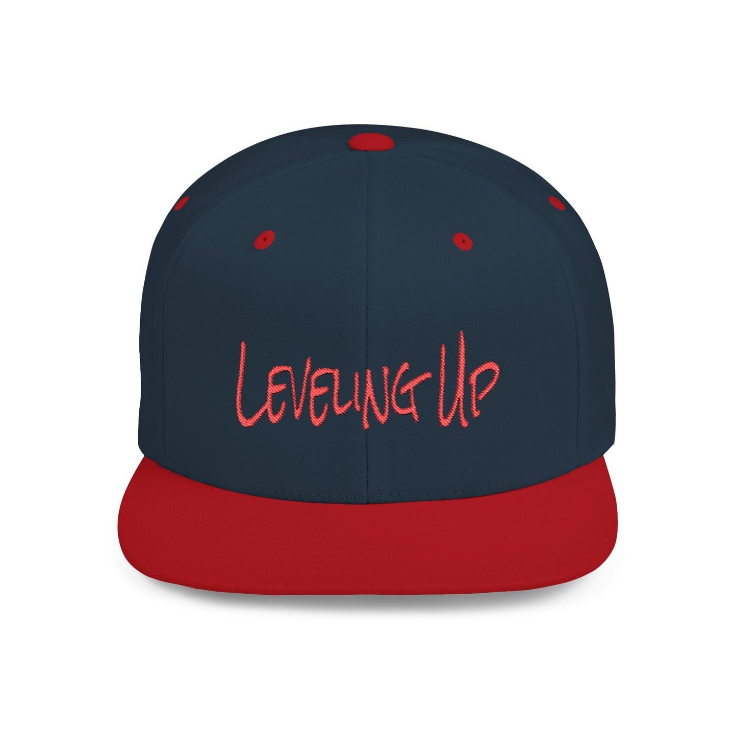Text Leveling Up Flat Bill Snapback – Lightweight, Custom Fit, Premium Quality