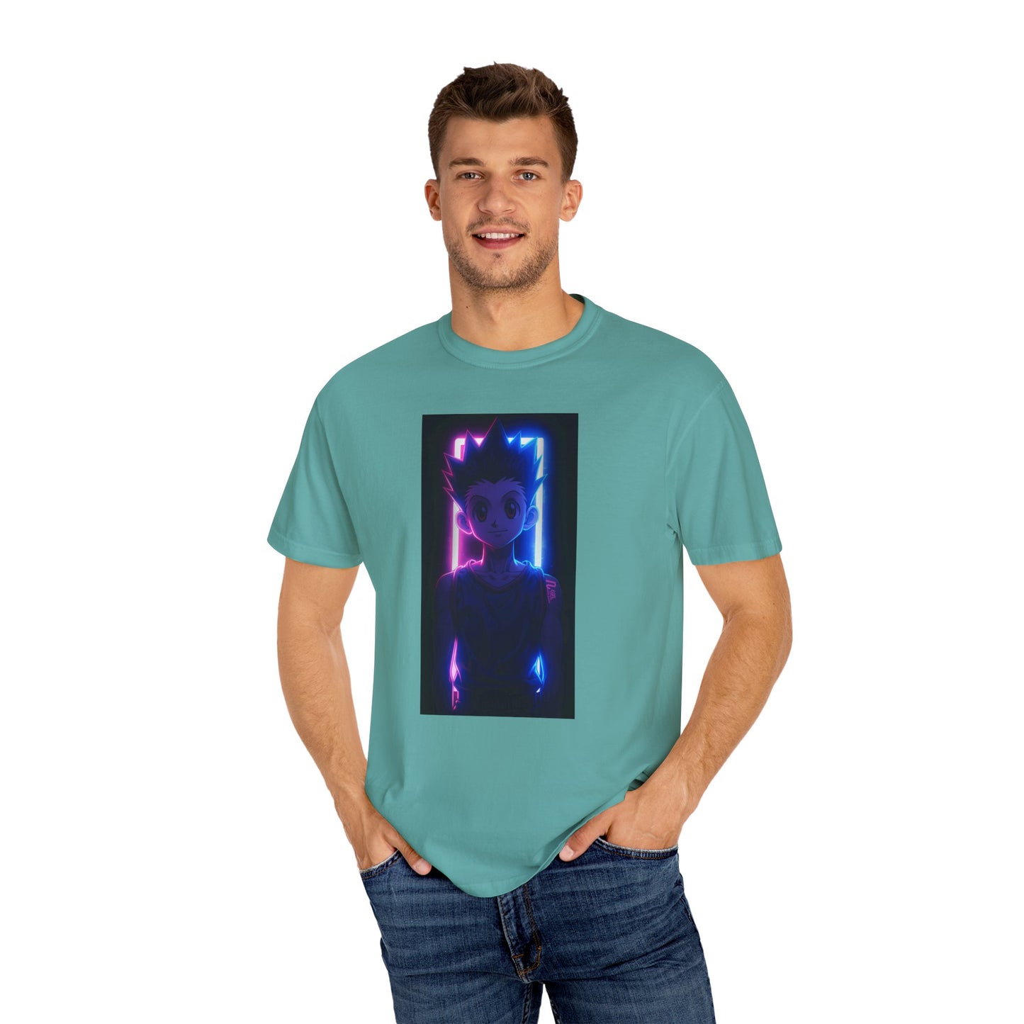 Hunter x Hunter Neon Art Garment-Dyed T-Shirt – Premium Cotton Tee for Customization
