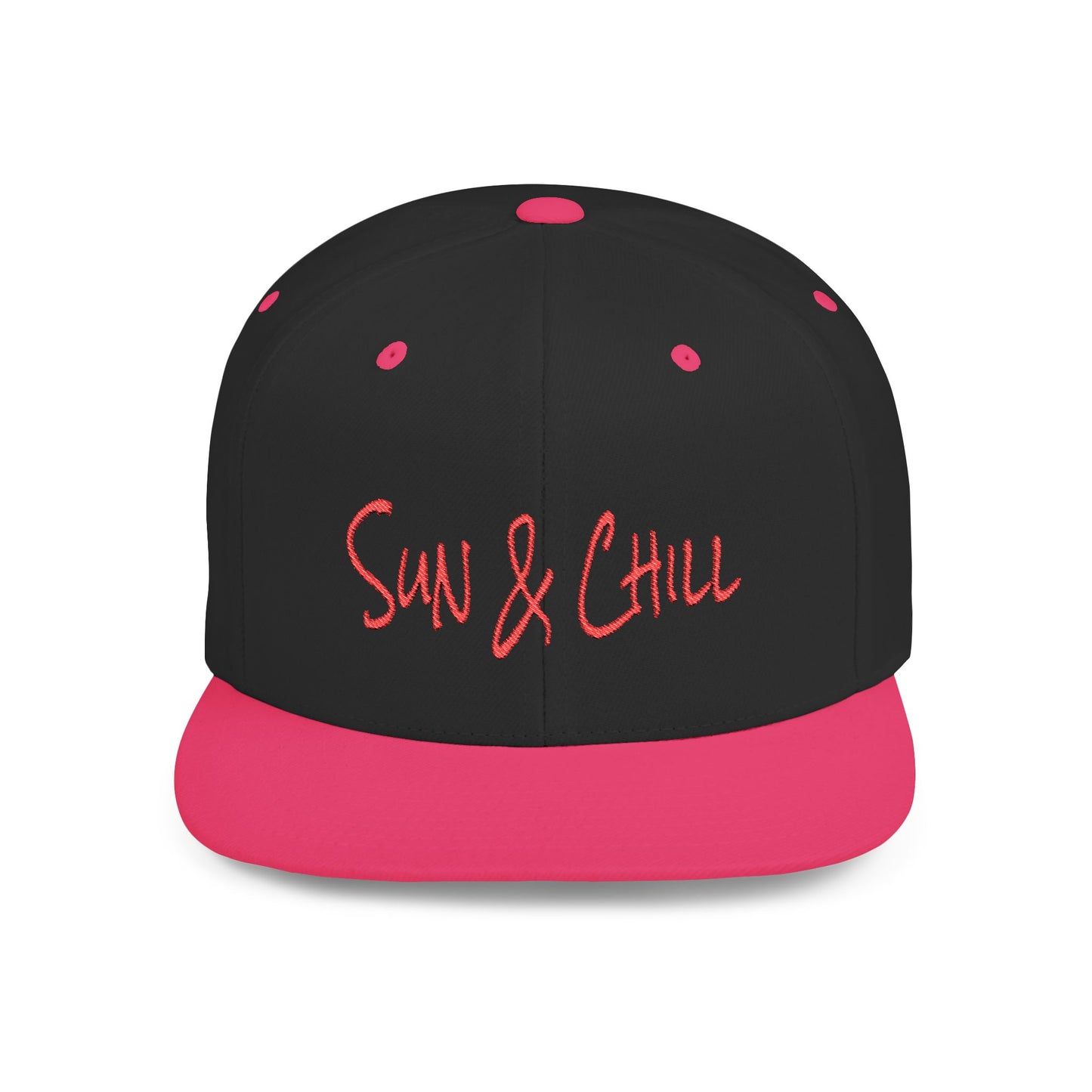 Text Sun & Chill Flat Bill Snapback – Lightweight, Custom Fit, Premium Quality
