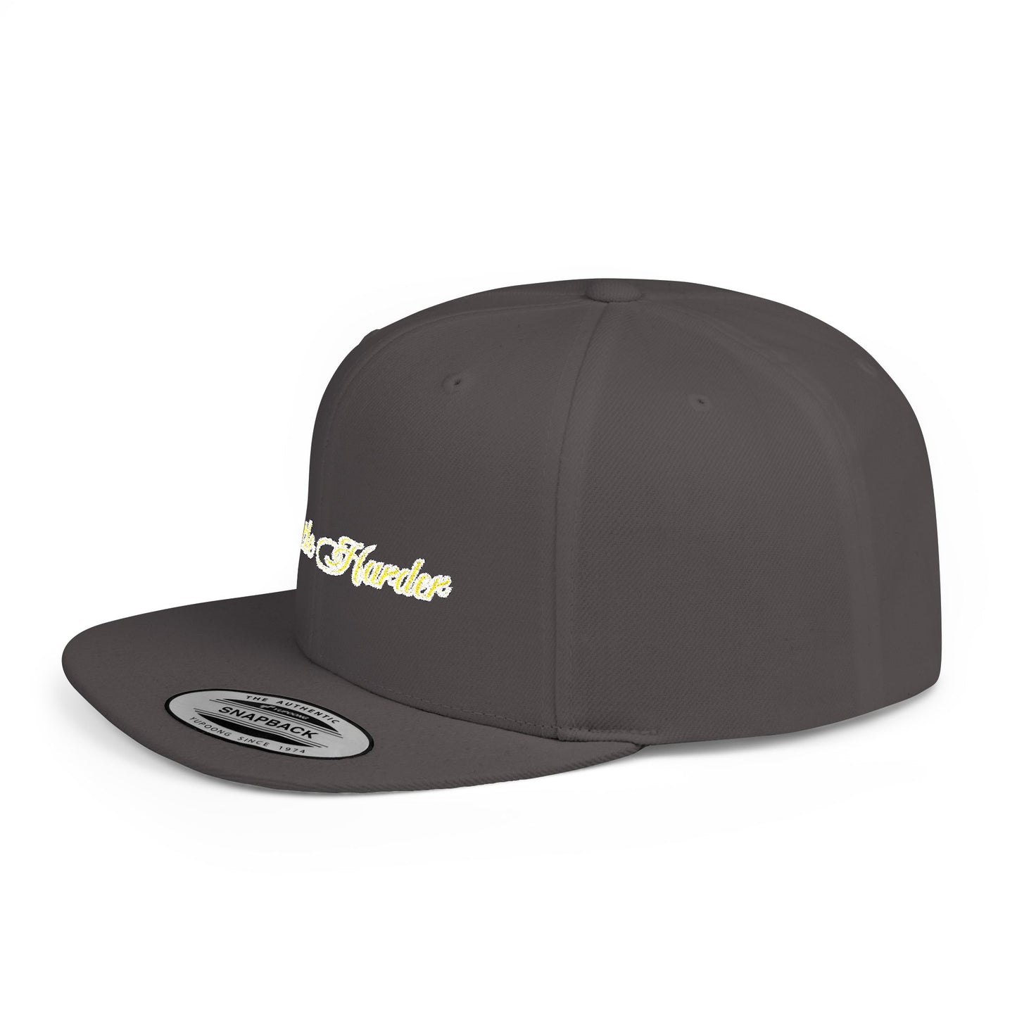 Text Hustle Harder Flat Bill Snapback – Lightweight, Custom Fit, Premium Quality