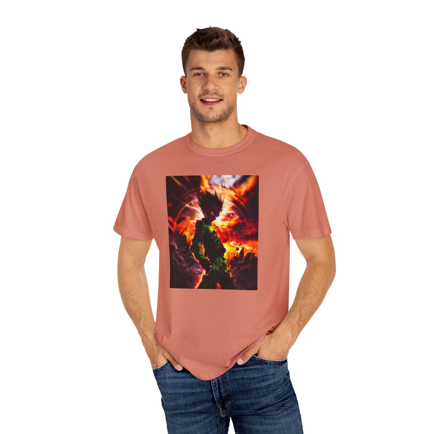 Hunter x Hunter AMOLED Gon Freecss Garment-Dyed T-Shirt – Premium Cotton Tee for Customization