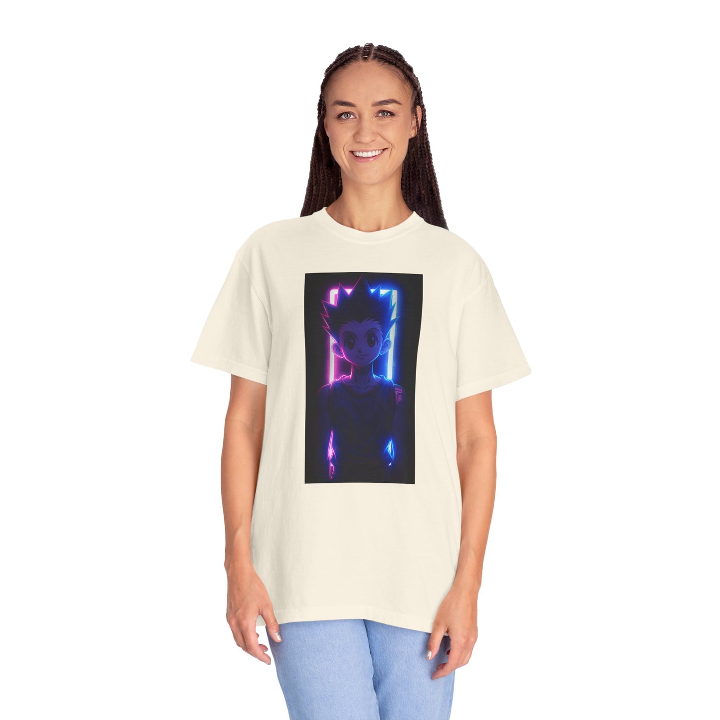 Hunter x Hunter Neon Art Garment-Dyed T-Shirt – Premium Cotton Tee for Customization
