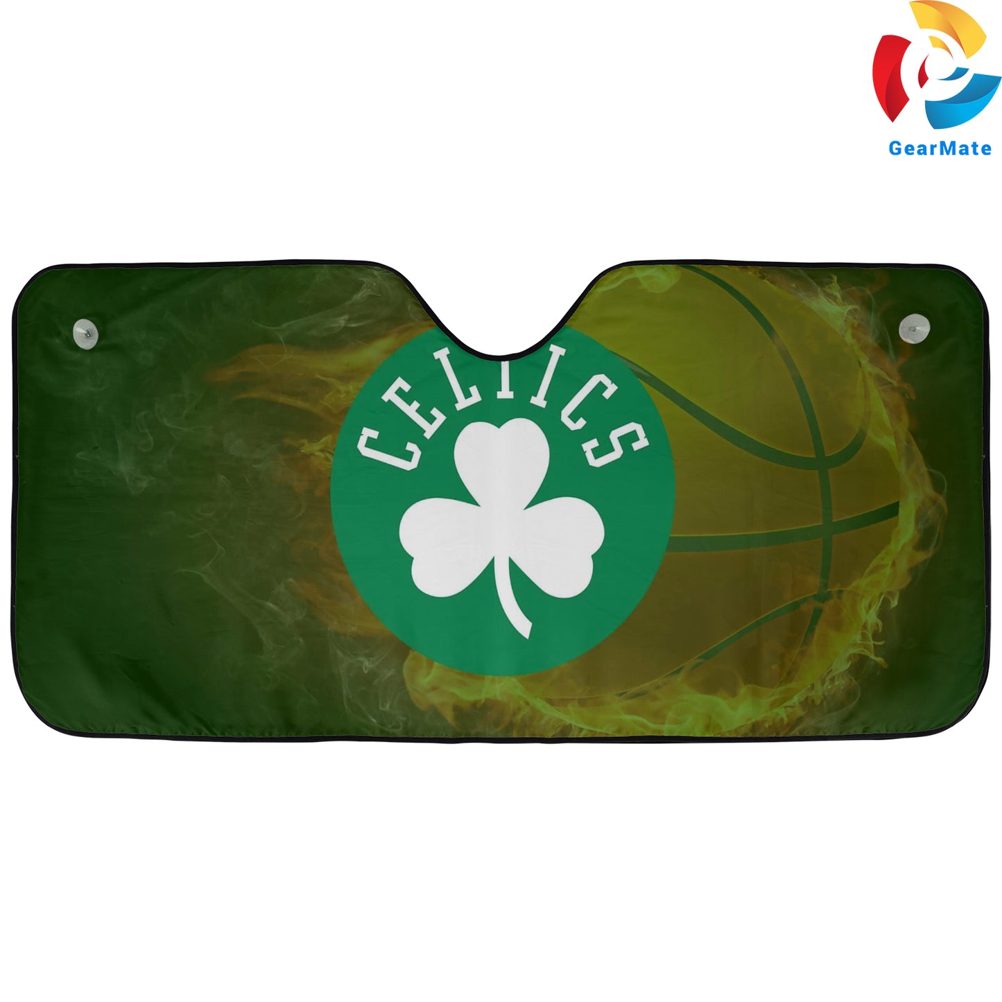 Boston Celtics Team Fire Balls Reflective Car Sunshade – Premium Heat & UV Protection, Universal Fit