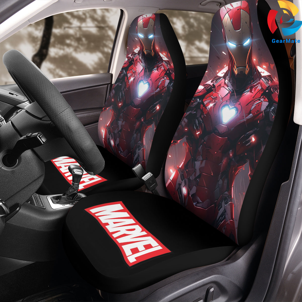 Marvel Iron Man Suit Up Car Seat Covers – High Quality Graphic and Polar Fleece Protector Set