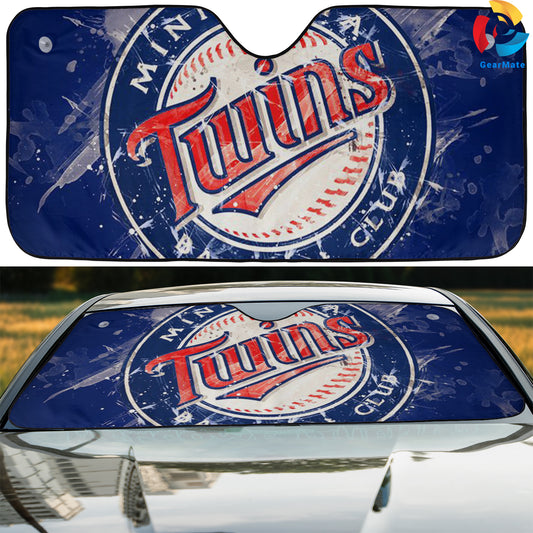 Minnesota Twins MLB Baseball Painting Style Reflective Car Sunshade – Premium Heat & UV Protection, Universal Fit