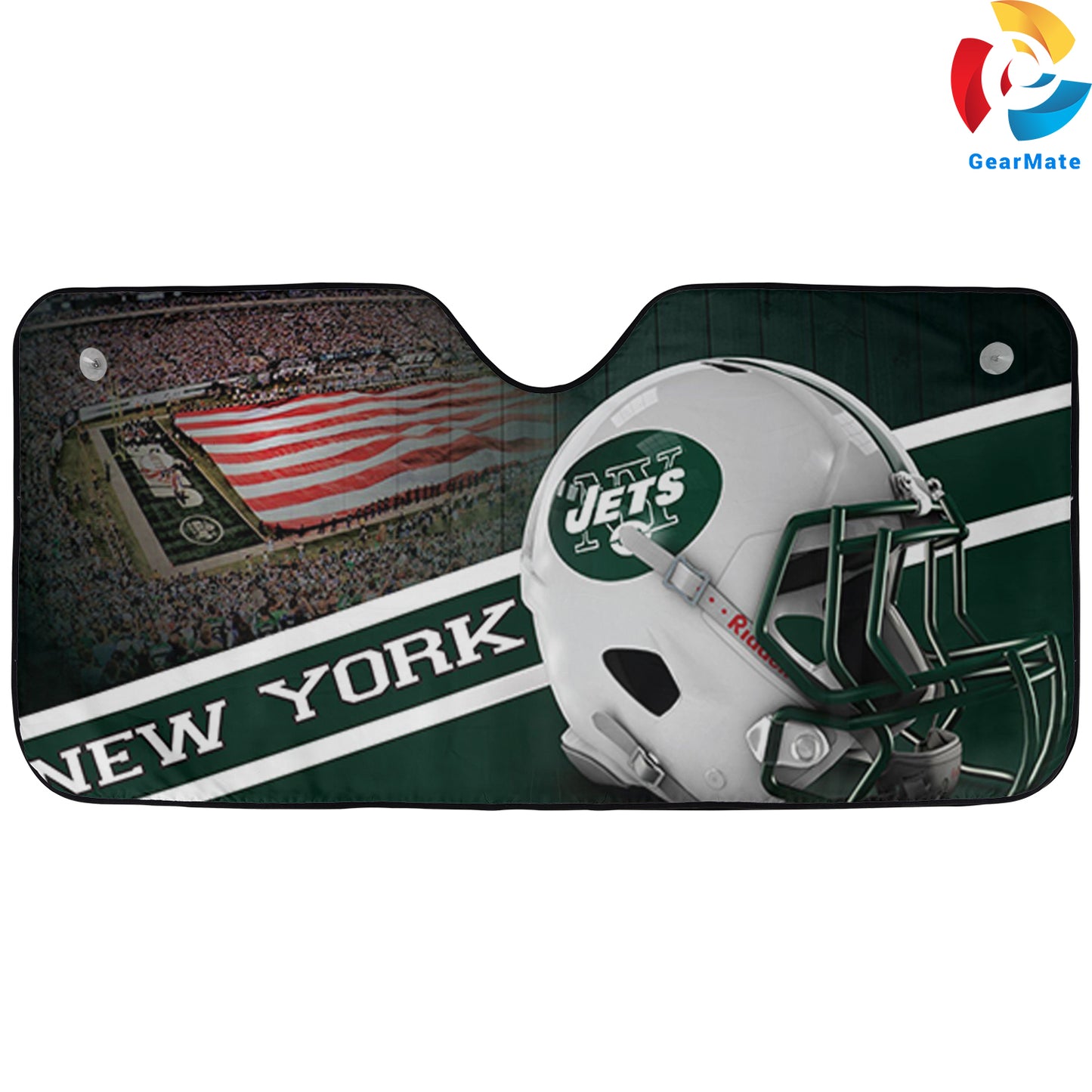 New York Jets NFL Football Game Day Car Cover Reflective Car Sunshade – Premium Heat & UV Protection, Universal Fit