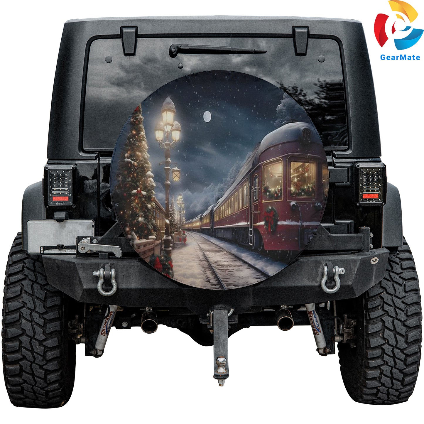 Merry Christmas 2024 Magical Train Winter Spare Tire Cover – Premium Waterproof UV Resistant Protector