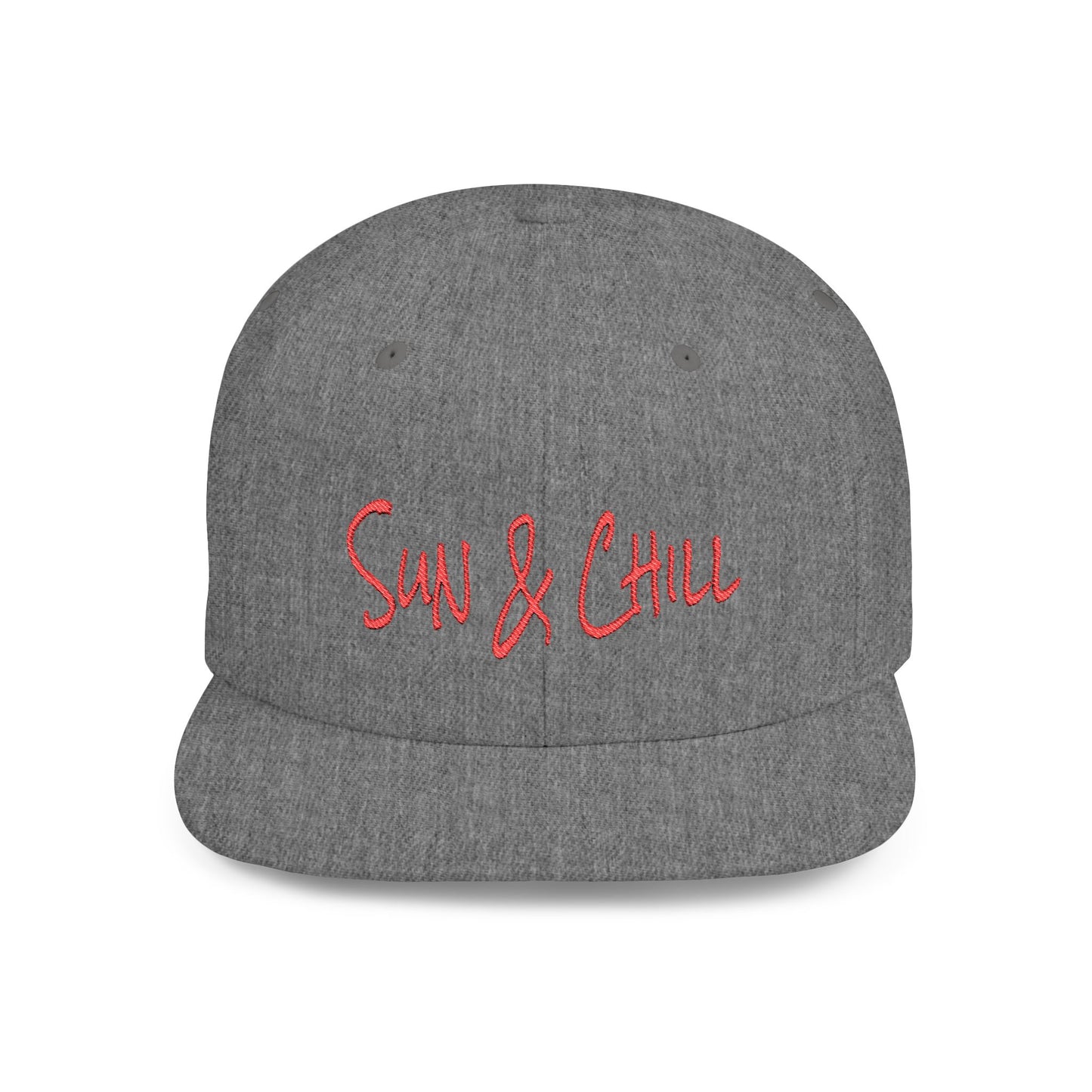 Text Sun & Chill Flat Bill Snapback – Lightweight, Custom Fit, Premium Quality