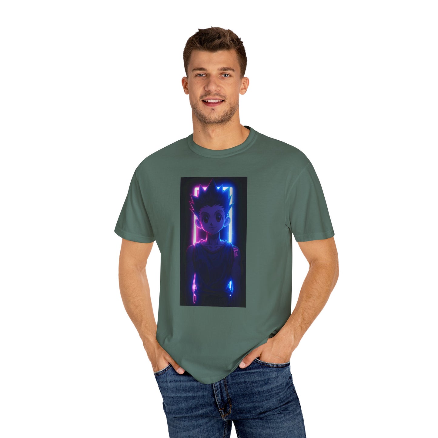 Hunter x Hunter Neon Art Garment-Dyed T-Shirt – Premium Cotton Tee for Customization