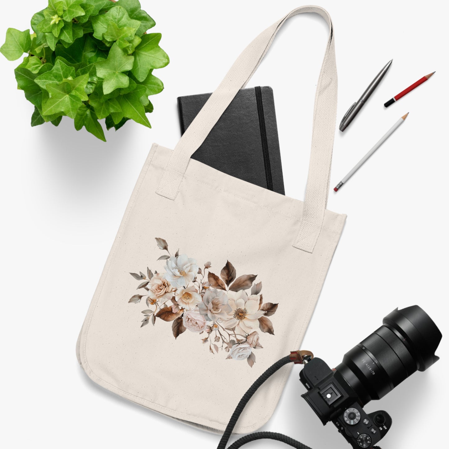 Copy of Copy of Flowers Angels Floral Organic Canvas Tote Bag - Eco-Friendly Carryall for Everyday Use