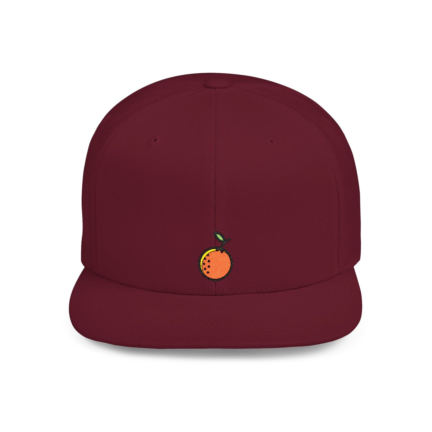 Icons Embroidered Orange Fruit Flat Bill Snapback – Lightweight, Custom Fit, Premium Quality