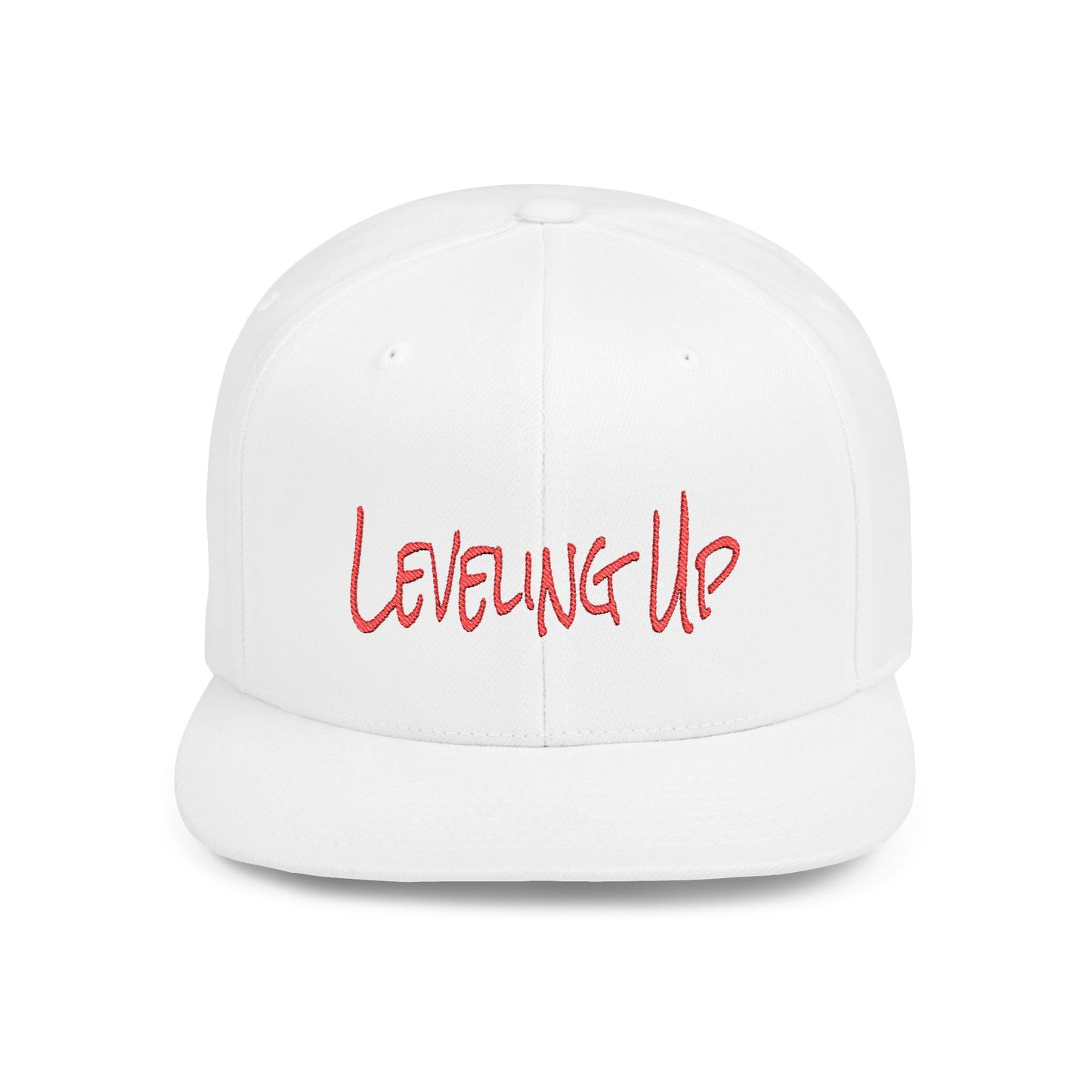 Text Leveling Up Flat Bill Snapback – Lightweight, Custom Fit, Premium Quality