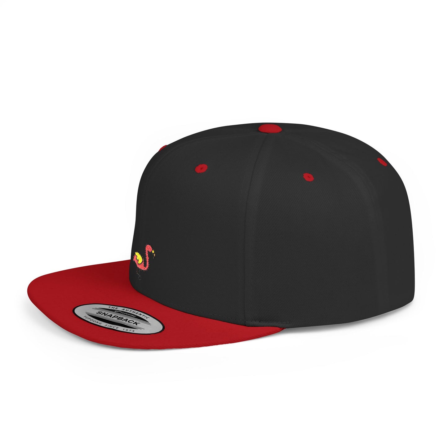Icons Embroidered Flamingo Flat Bill Snapback – Lightweight, Custom Fit, Premium Quality