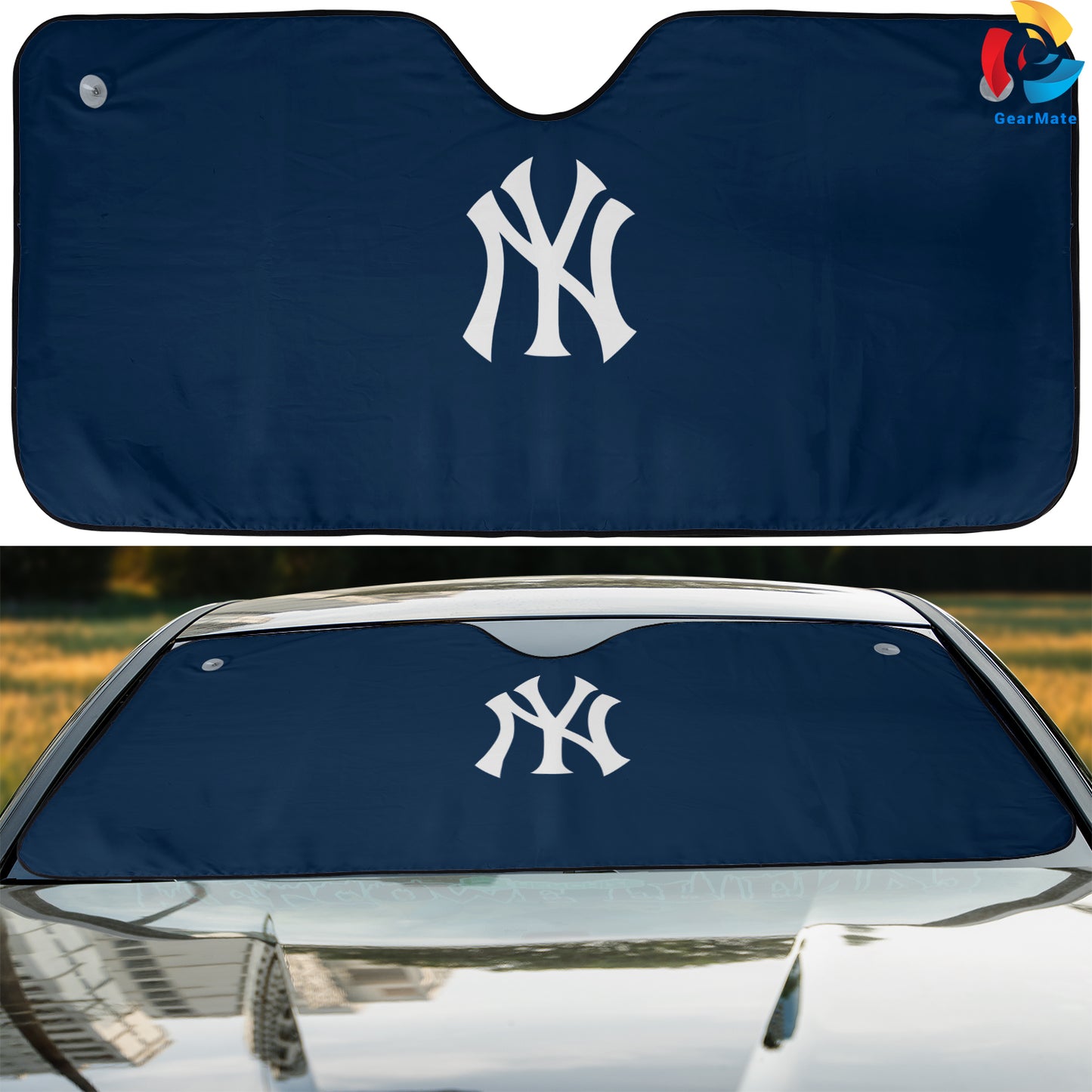 New York Yankees Team Blue Reflective Car Sunshade – Premium Heat & UV Protection, Universal Fit