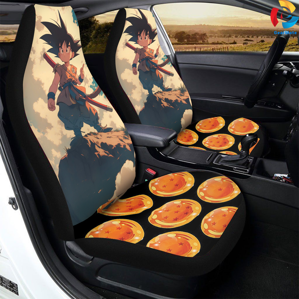 Goku 7 Dragon Balls Car Seat Covers – High Quality Graphic and Polar Fleece Protector Set