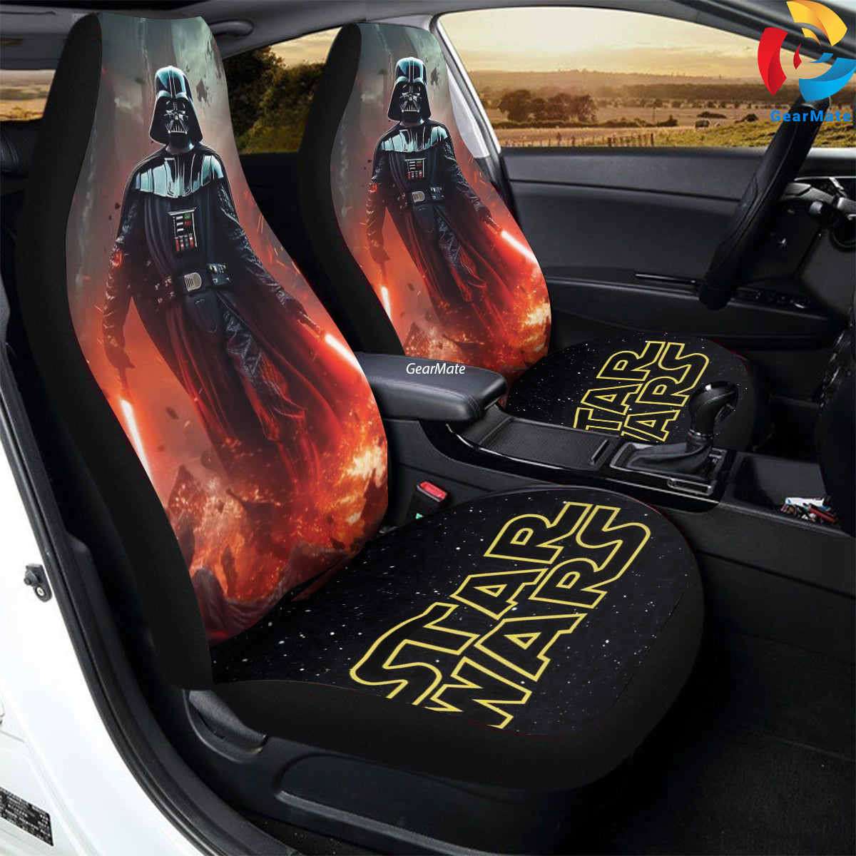 Starwars Darth Vader Two Red Sword Car Seat Covers – High Quality Graphic and Polar Fleece Protector Set