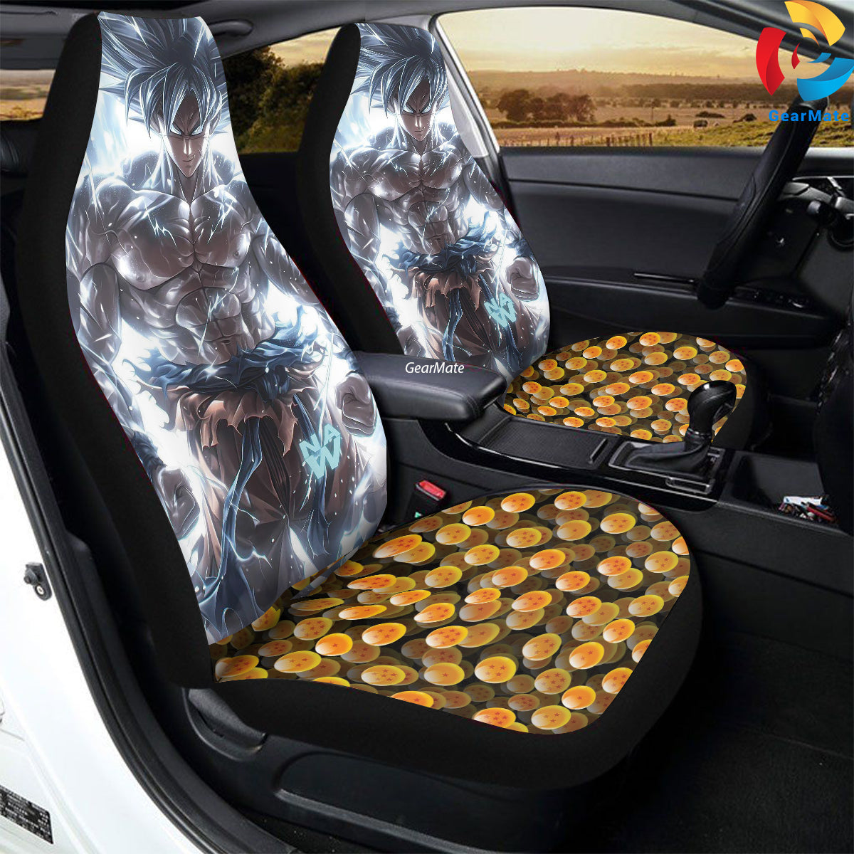 Dragon Balls Silver Strong Goku Car Seat Covers – High Quality Graphic and Polar Fleece Protector Set