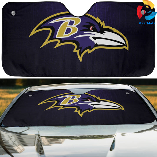 Baltimore Ravens NFL Team Emblem Reflective Car Sunshade – Premium Heat & UV Protection, Universal Fit