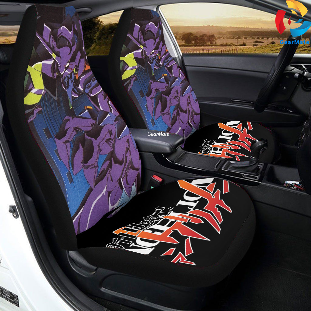 New Genesis Evangelion Purple Car Seat Covers – High Quality Graphic and Polar Fleece Protector Set