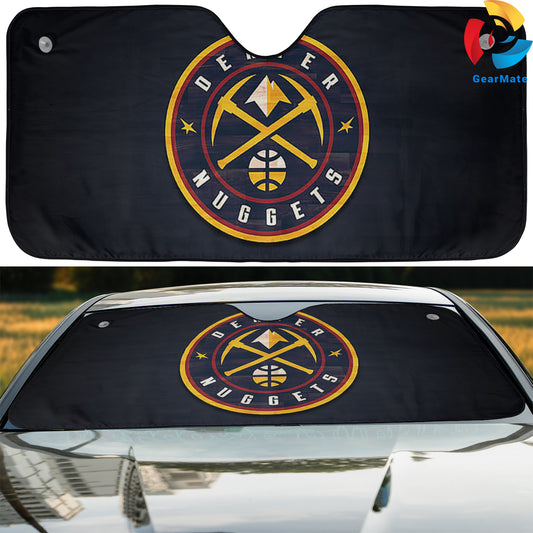 Basketball Black Denver Nuggets Team Logo Reflective Car Sunshade – Premium Heat & UV Protection, Universal Fit