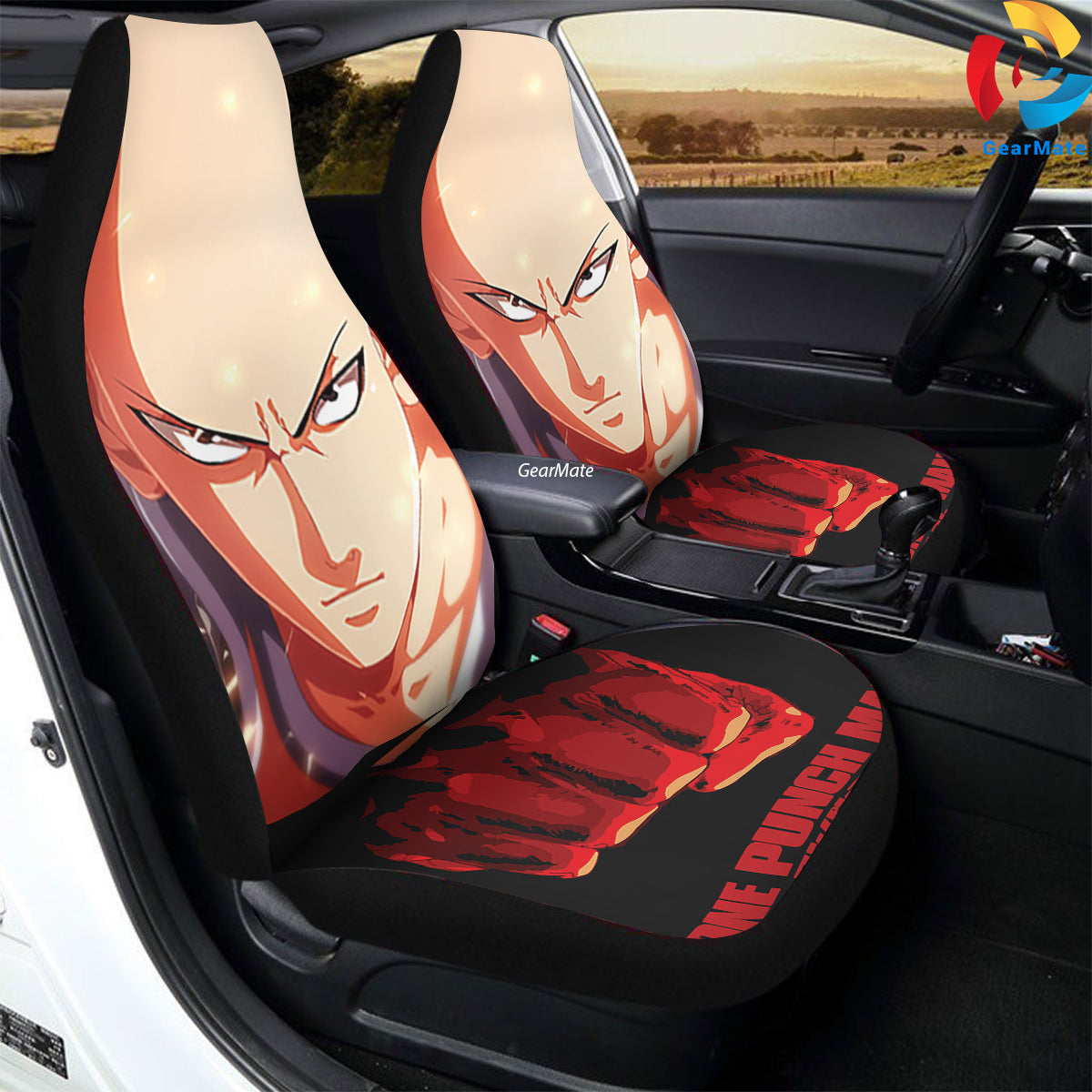 Saitama Anime One Punch Man Sonic Car Seat Covers – High Quality Graphic and Polar Fleece Protector Set