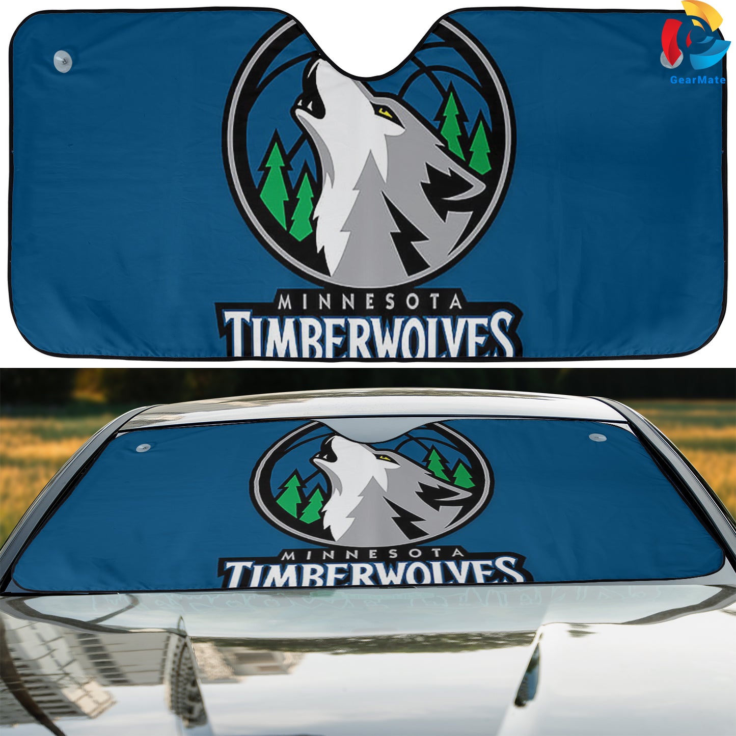 Minnesota Timberwolves NBA Basketball Team Reflective Car Sunshade – Premium Heat & UV Protection, Universal Fit