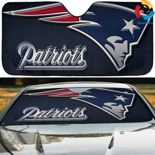 New England Patriots NFL Football Team Spirit Car Cover Reflective Car Sunshade – Premium Heat & UV Protection, Universal Fit