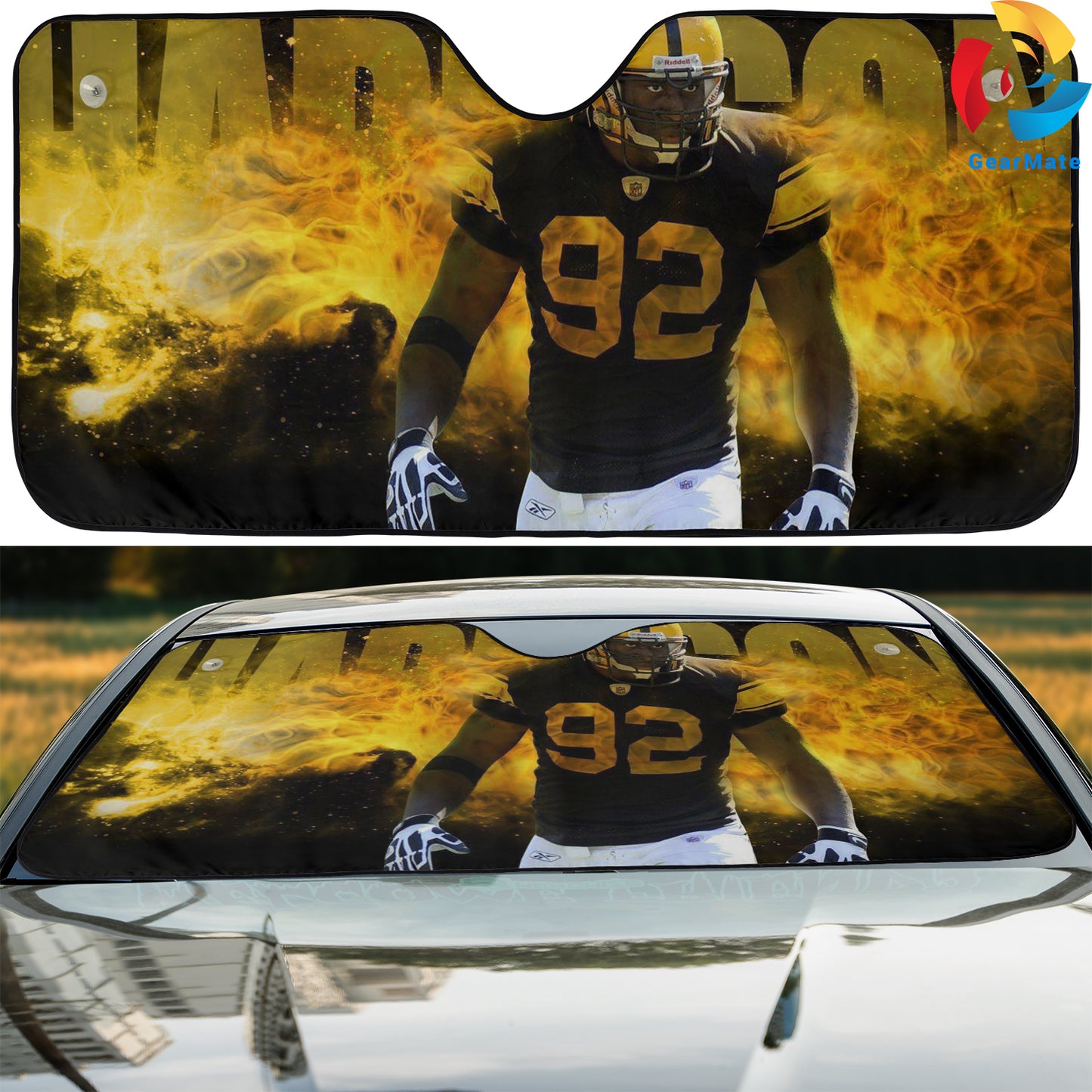 Pittsburgh Steelers NFL Football Team Player 92 Reflective Car Sunshade – Premium Heat & UV Protection, Universal Fit