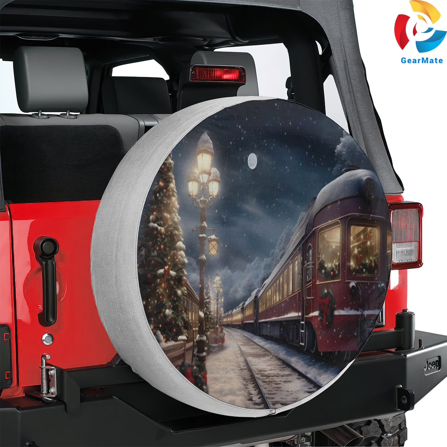 Merry Christmas 2024 Magical Train Winter Spare Tire Cover – Premium Waterproof UV Resistant Protector