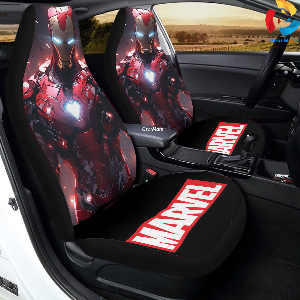 Marvel Iron Man Suit Up Car Seat Covers – High Quality Graphic and Polar Fleece Protector Set