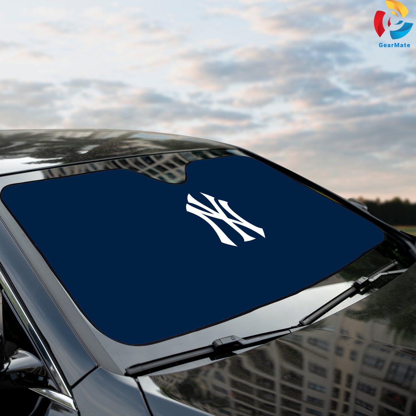 New York Yankees Team Blue Reflective Car Sunshade – Premium Heat & UV Protection, Universal Fit