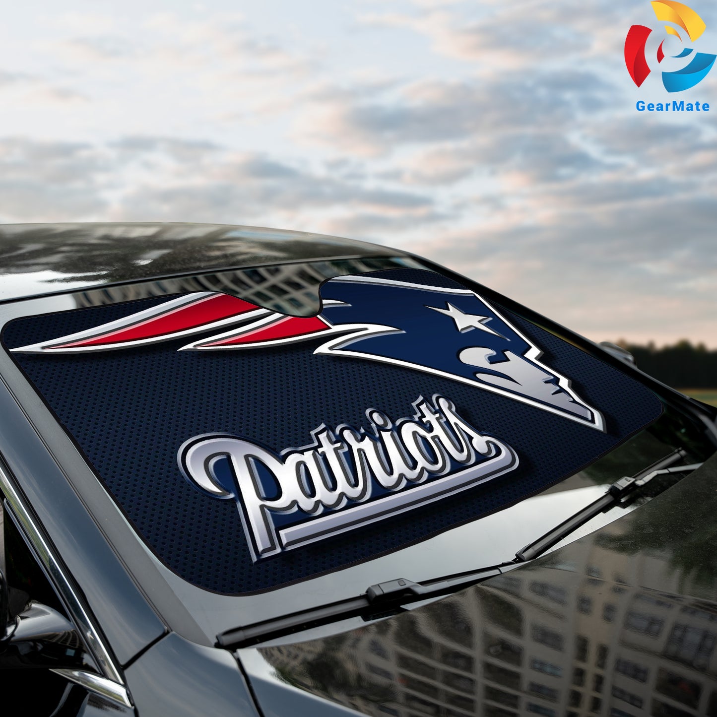 New England Patriots NFL Football Team Spirit Car Cover Reflective Car Sunshade – Premium Heat & UV Protection, Universal Fit