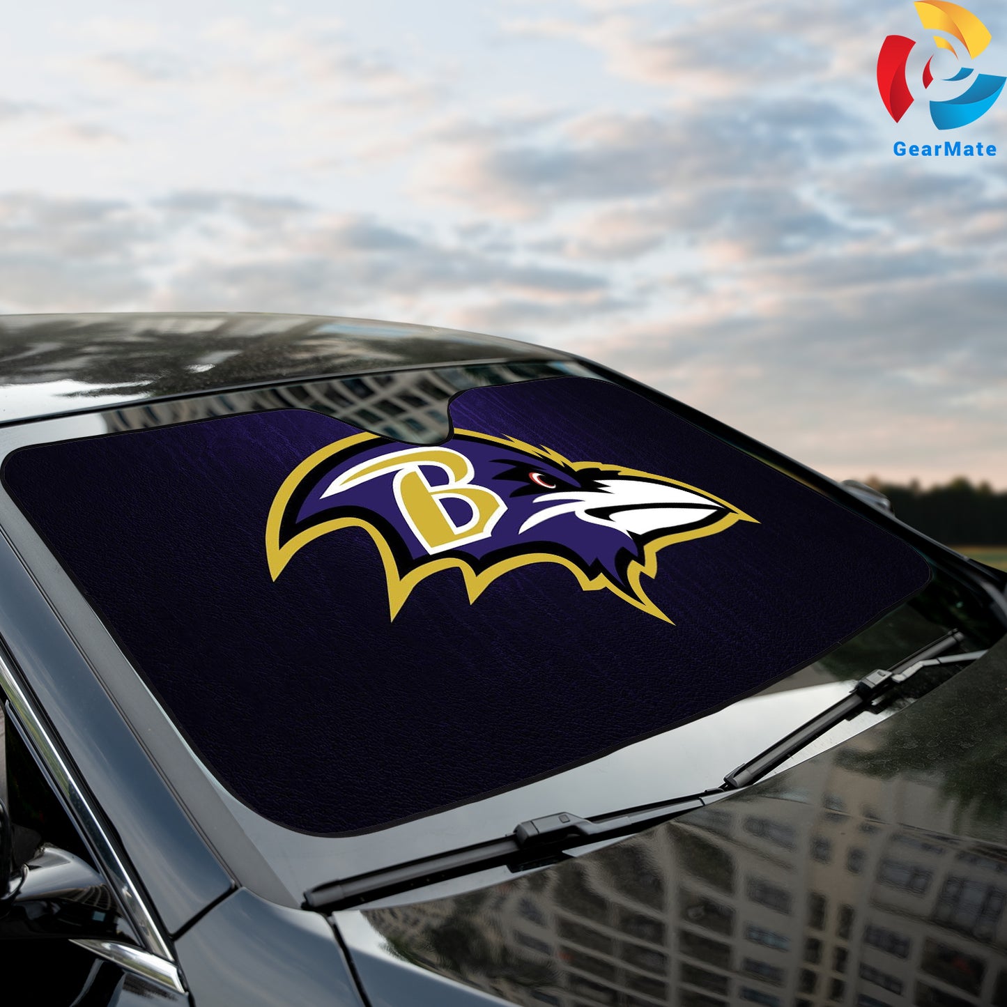 Baltimore Ravens NFL Team Emblem Reflective Car Sunshade – Premium Heat & UV Protection, Universal Fit