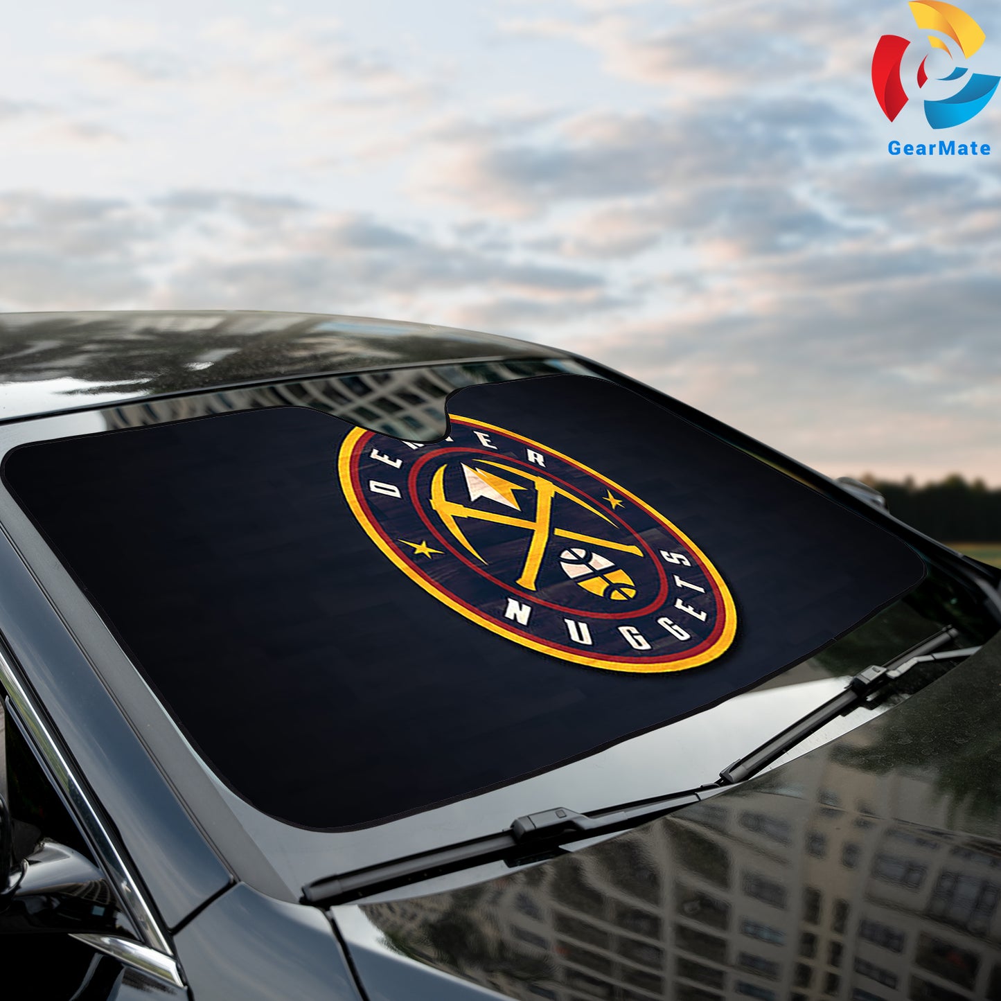 Basketball Round Denver Nuggets Team Logo Reflective Car Sunshade – Premium Heat & UV Protection, Universal Fit