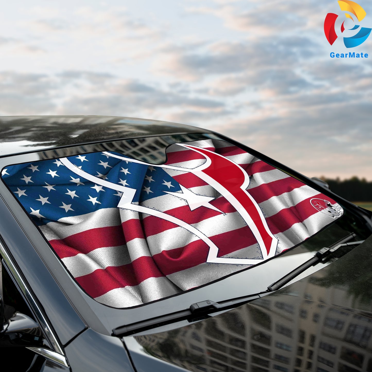 Houston Texans NFL Football American Flag Reflective Car Sunshade – Premium Heat & UV Protection, Universal Fit