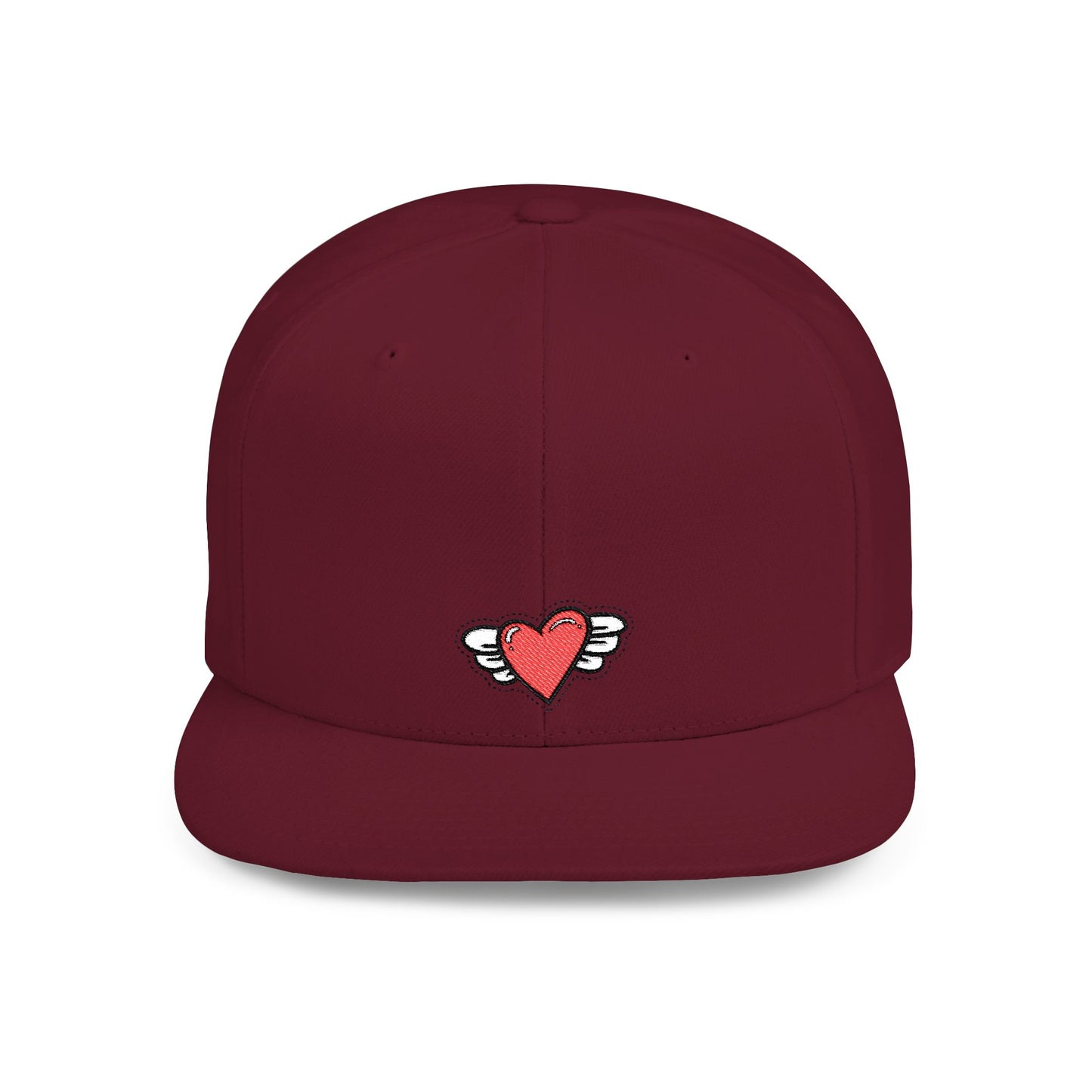 Icons Embroidered Heart Wings Flat Bill Snapback – Lightweight, Custom Fit, Premium Quality